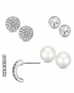 Rhodium 4-Piece Earring Pack