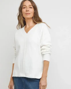 Ribbed Detail V Neck Jumper