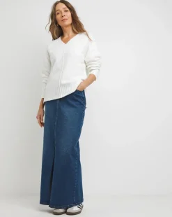 Ribbed Detail V Neck Jumper