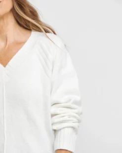 Ribbed Detail V Neck Jumper