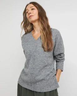 Ribbed Detail V Neck Jumper