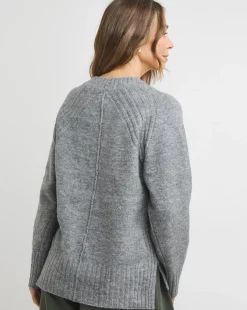 Ribbed Detail V Neck Jumper