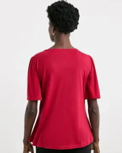 Rose Pink V Neck Angel Sleeve Top