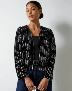 Ro&Zo Black Embellished Velvet Jacket