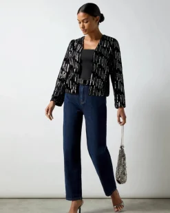 Ro&Zo Black Embellished Velvet Jacket