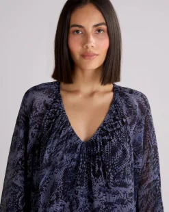 Ro&Zo Snake Print Blouson Sleeve Blouse