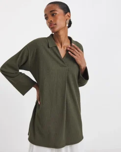 Sage Collared Pull On Longline Top