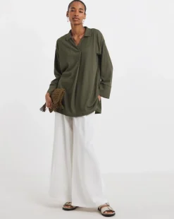 Sage Collared Pull On Longline Top