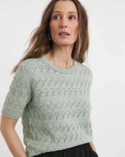 Sage Crochet Short Sleeve Jumper