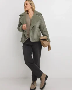 Sage Revere Collar Shearling Jacket