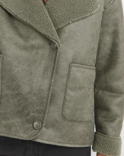Sage Revere Collar Shearling Jacket