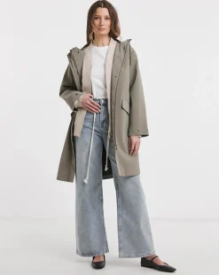 Sage Rubberised Raincoat