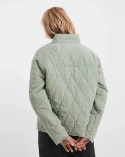 Sage Washed Quilted Short Jacket