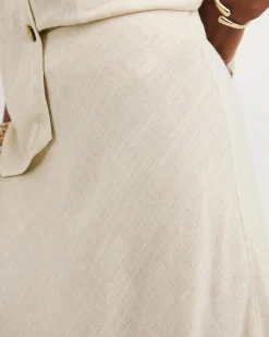 Sand Linen Mix Bias Cut Maxi Skirt