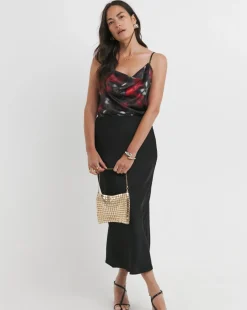 Satin Cowl Neck Strappy Cami