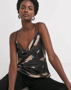 Satin Cowl Neck Strappy Cami