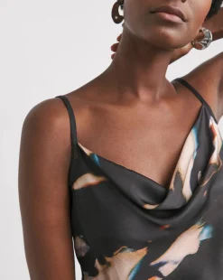 Satin Cowl Neck Strappy Cami