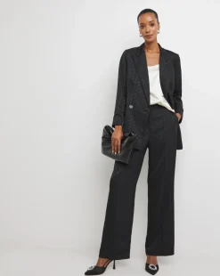 Satin Jacquard Double Breasted Blazer