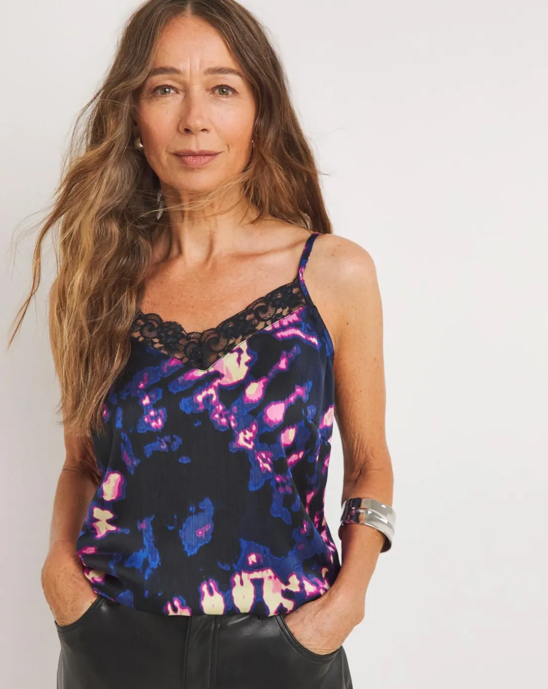 Satin Lace Trim Cami