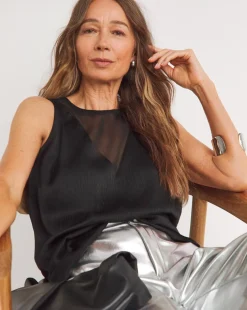 Satin Mix Sheer Vest