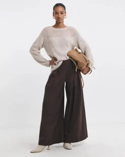 Semi Sheer Slash Neck Jumper