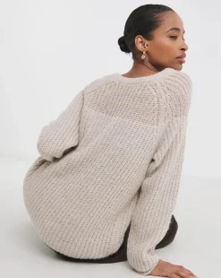 Semi Sheer Slash Neck Jumper