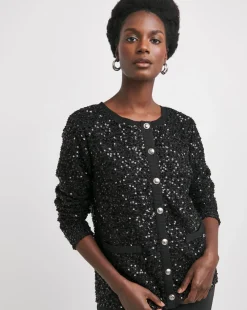 Sequin Button Front Cardigan