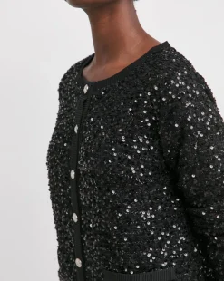Sequin Button Front Cardigan