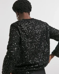 Sequin Button Front Cardigan