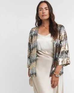 Sequin Ombre Zig Zag Kimono