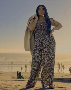 Shirred Bandeau Beach Jumpsuit