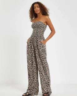 Shirred Bandeau Beach Jumpsuit
