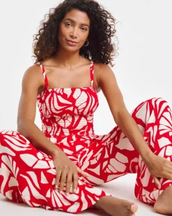 Shirred Bandeau Beach Jumpsuit