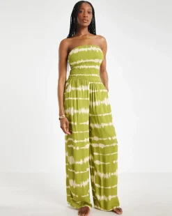 Shirred Bandeau Beach Jumpsuit