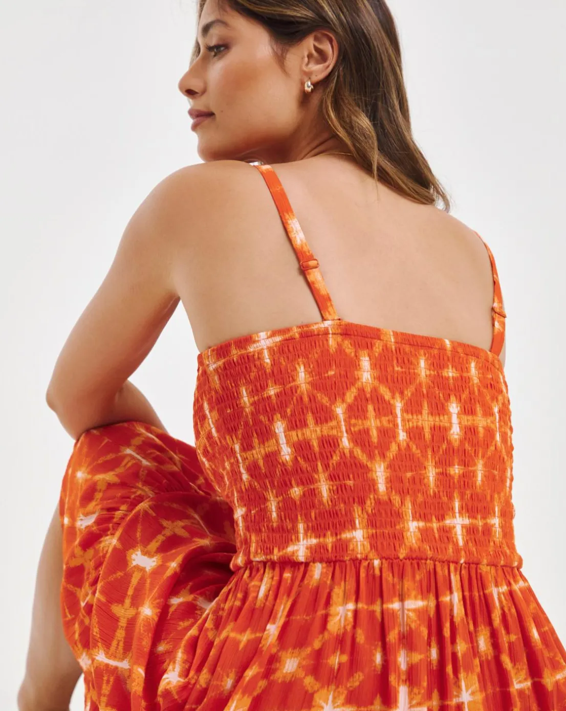 Shirred Bandeau Mini Beach Dress