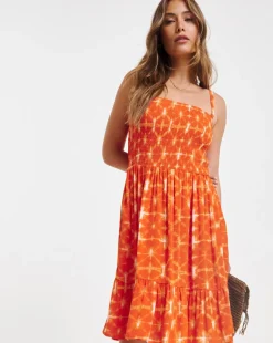 Shirred Bandeau Mini Beach Dress