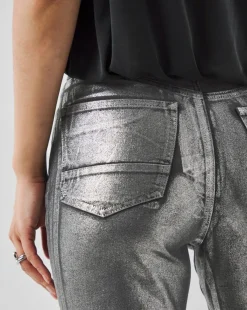Silver Metallic Slim Leg Jeans