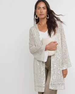 Silver Sequin Longline Cardigan