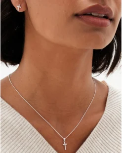 Simply Silver 925 CZ Cross Set