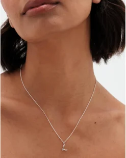 Simply Silver 925 CZ Initial Pendant - L