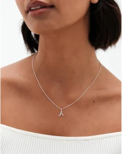 Simply Silver 925 CZ Initial Pendant - A
