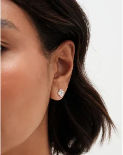 Simply Silver 925 CZ Pave Clover Studs