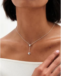 Simply Silver 925 Heart Y Drop Necklace