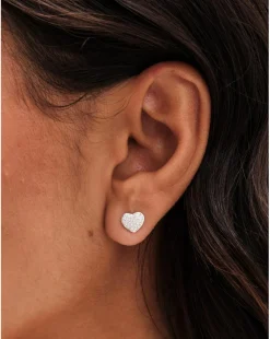 Simply Silver 925 Pave Heart Studs
