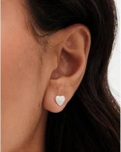 Simply Silver 925 Pave Heart Studs