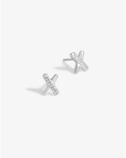 Simply Silver Sterling Silver 925 Polished And Crystal Kiss Stud Earrings