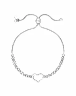 Simply Silver Sterling Silver 925 Open Heart Toggle Bracelet