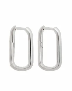 Simply Silver Sterling Silver 925 Mini Rectangle Hoop Earrings