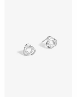 Simply Silver Sterling Silver 925 Polished Cubic Zirconia Woven knot Studs