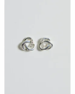 Simply Silver Sterling Silver 925 Polished Cubic Zirconia Woven knot Studs